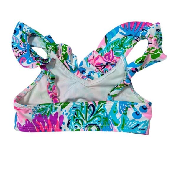 Lilly Pulitzer Toddler Girls Pink Multi Kasme UPF 50+ Bikini Top - Picture 2 of 4